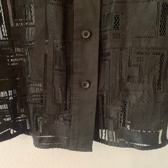 Lafayette 148 Black Translucent Long Sleeve Blouse Cotton Blend Women size Small - Picture 6 of 12